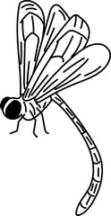 Dragonfly diagonal down hand-drawn dragonfly sketch vector illustration