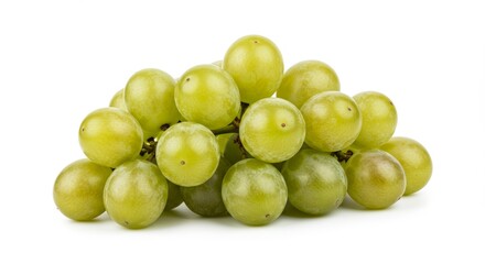 Luscious green grapes cluster, a tantalizing temptation against white backdrop