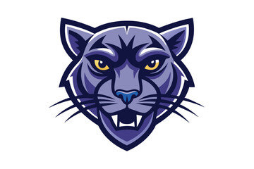 A ferocious blue panther head shows intense eyes and sharp teeth menacingly