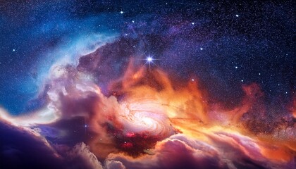 Obraz premium galaxy with colorful nebula shiny stars and heavy space dust clouds backround deep space generative ai