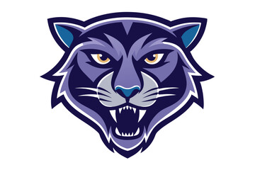 Ferocious mascot shows a purple wildcat head baring sharp teeth aggressively