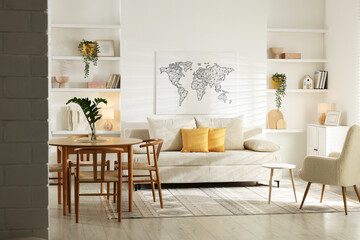 Beautiful furniture and decor in cozy living room. Interior design