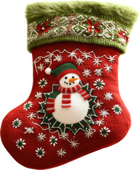 Christmas Stocking with Snowman Decoration