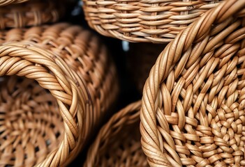 Obraz premium pile of wicker baskets sitting next to each other