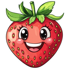 Obraz premium Cheerful strawberry character digital whimsical style fun environment isolated on transparent background