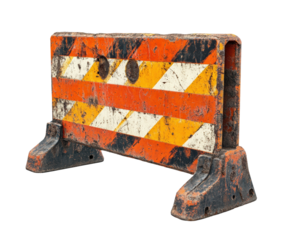 Construction barrier placement urban streets ground level safety awareness isolated on transparent background