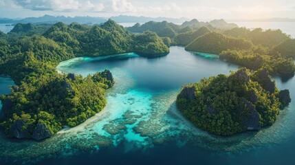Lush tropical islands in turquoise water