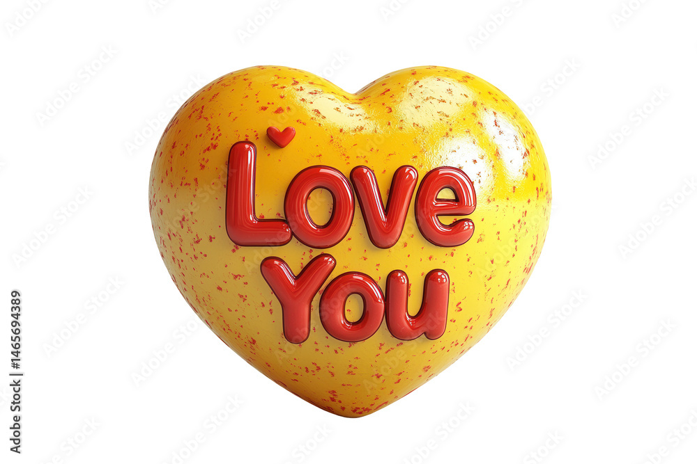 Aufkleber heart-shaped character with cheerful expression holding love you message on transparent background r