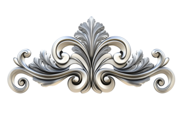 Decorative metal leaf ornament featuring intricate swirl patterns on a transparent background perfect for design projects and artistic applications