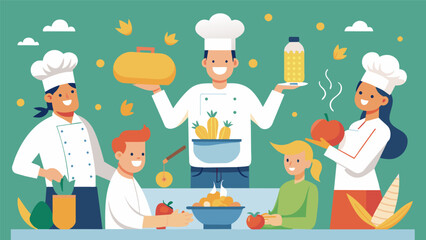 A cooking competition challenging local chefs to create the most innovative and delicious cornbased dishes.. Vector illustration