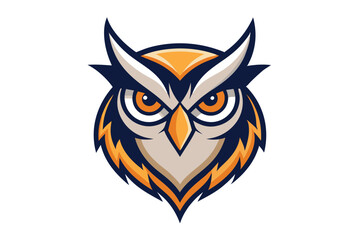 A powerful owl face stares ahead with piercing eyes and fierce expression