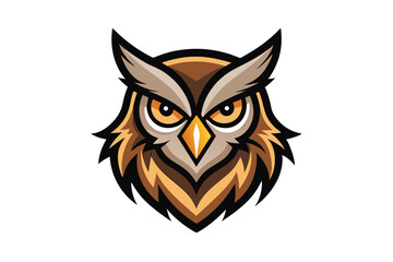 Fierce owl shows intricate detail with golden eyes on a clean white background
