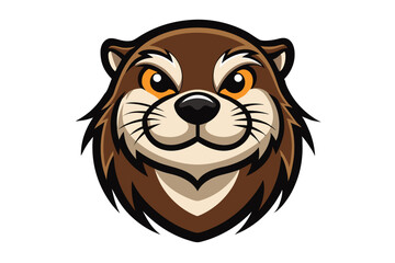 A stylized otter head features prominent eyes and detailed fur on a clean white background