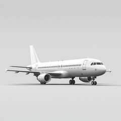 Obraz premium White Passenger Airplane Standing on Runway Isolated on White Background