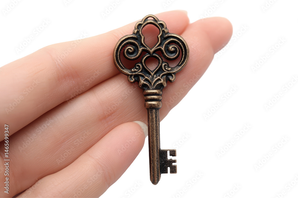 Poster wooden key shaped like a house on a transparent background evokes home ownership and security vibes 