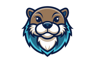 Cartoon otter head shows detailed blue facial features and a focused friendly expression