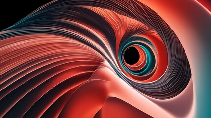 Naklejka premium Swirling red metallic abstract waves twisting in futuristic motion, with glossy texture and dramatic light reflections, ideal for modern design, art, and digital backgrounds 