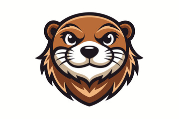 Animated otter head shows strong, stylized details and a determined expression on isolated white background