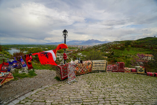 Rozafa Castle panoramic view , travel in Albania