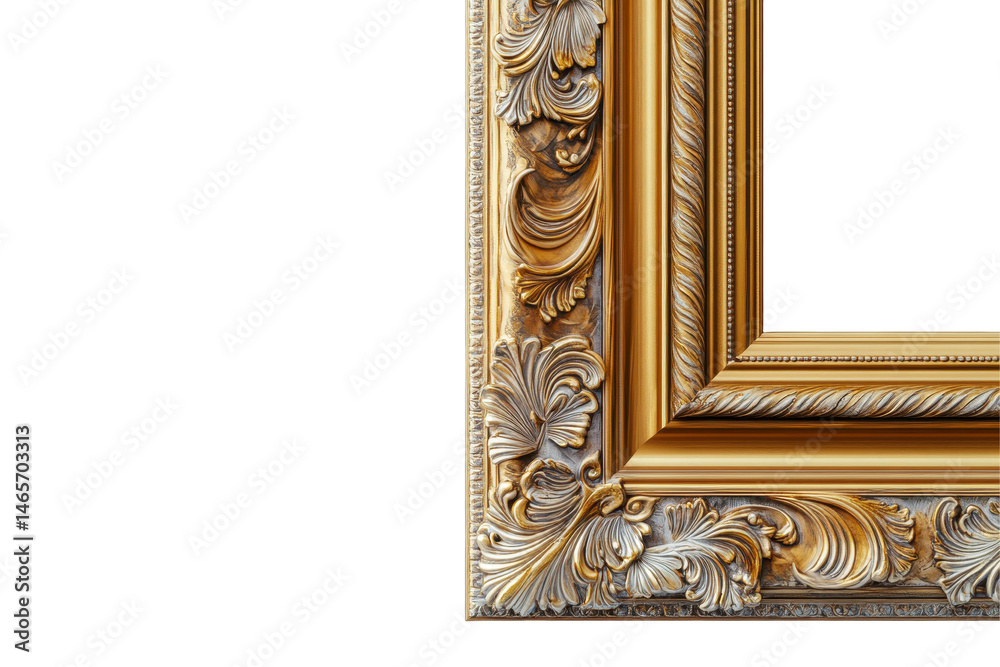 Poster elegant ornate frame design with intricate golden details suitable for artworks or photographs on a 