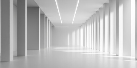 Fototapeta premium White Interior Design Exhibits Modernism and Structural Minimalism Concept.