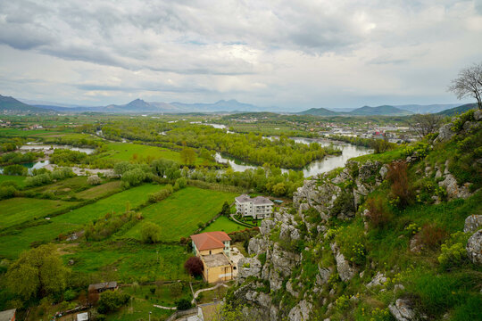 panoramic view of the Shkodra area from the Rozafa Castle