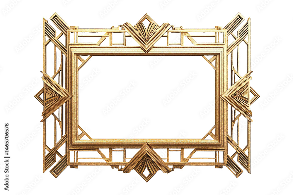 Poster Elegant geometric frame design with ornate details and a transparent background suitable for various creative projects