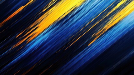 Abstract dynamic streaks of blue and yellow paint on a dark background creating a sense of motion and energy