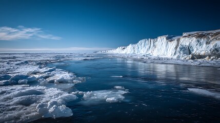 Fototapeta premium 壮大な氷壁と海氷が織りなす極地の絶景