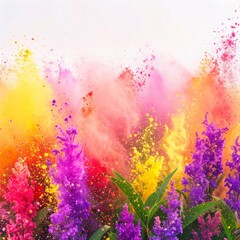Abstract border frame of flowers painting with summer flowers Celosia background graphic resource