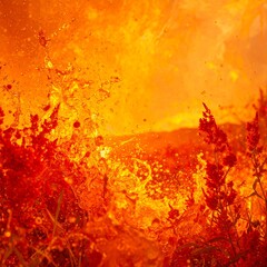 Abstract border frame of flowers painting with summer flowers Celosia background graphic resource