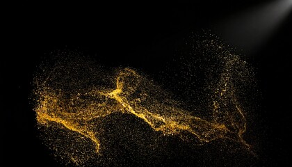Fototapeta premium Golden Dust Particles Abstract Art Dynamic Motion and Light