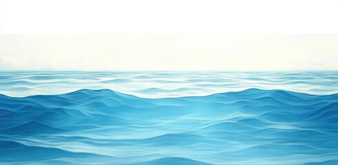 Calm ocean waves gently rolling under a pale sky with soft light, creating a peaceful and serene seascape
