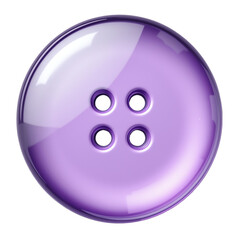 A shiny purple button with four holes.