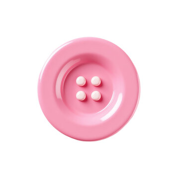 Bright pink button with four holes for sewing.