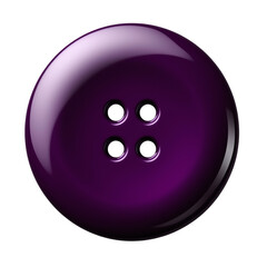 Glossy purple button with four holes.