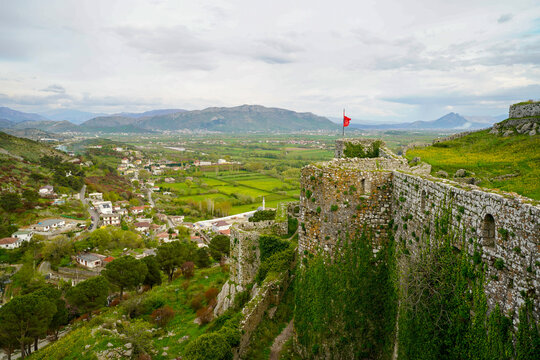 Panoramic view around the Rozafa Castle hill, Shkod&euml;r