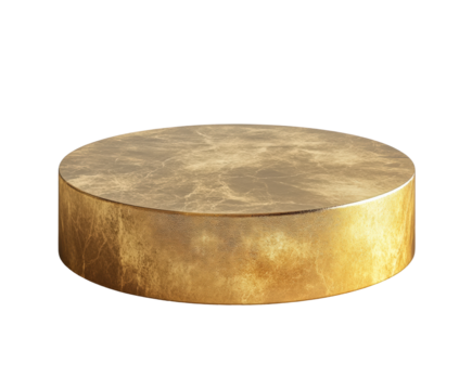 Elegant golden pedestal display for space minimalist design isolated on transparent background