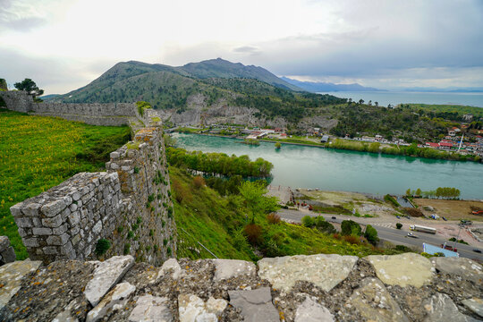 Panoramic view around the Rozafa Castle hill, Shkod&euml;r