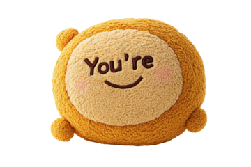 Positive affirmation ball with a cheerful face displaying the text Youre Amazing in a vibrant yellow color