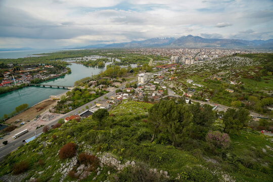 Panoramic view around the Rozafa Castle hill, Shkod&euml;r