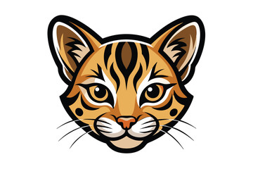 Striking golden serval face showcases bold black markings and piercing yellow eyes elegantly depicted