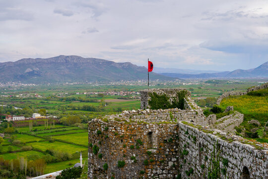 Panoramic view around the Rozafa Castle hill, Shkod&euml;r
