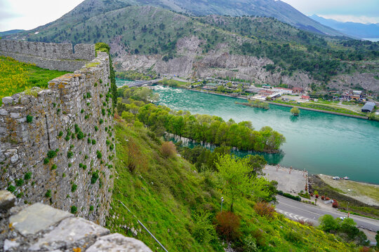Panoramic view around the Rozafa Castle hill, Shkod&euml;r