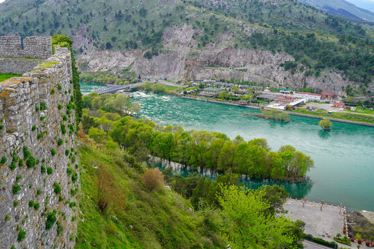 Panoramic view around the Rozafa Castle hill, Shkod&euml;r