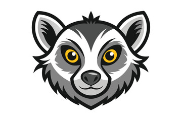 Frontfacing lemur face reveals its adorable golden eyes and distinctive gray markings