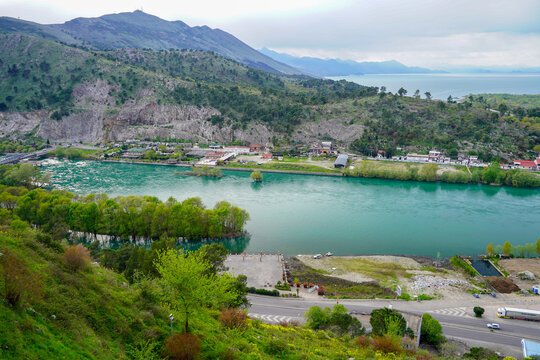 Panoramic view around the Rozafa Castle hill, Shkod&euml;r