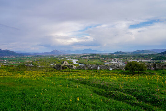 Panoramic view around the Rozafa Castle hill, Shkod&euml;r