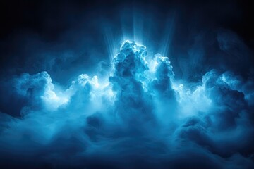 Naklejka premium Dramatic, glowing clouds illuminated by celestial light.