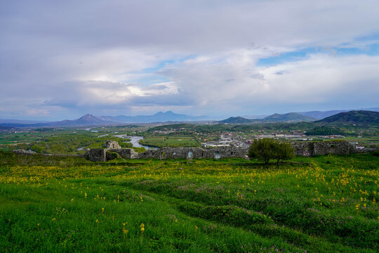 Panoramic view around the Rozafa Castle hill, Shkod&euml;r